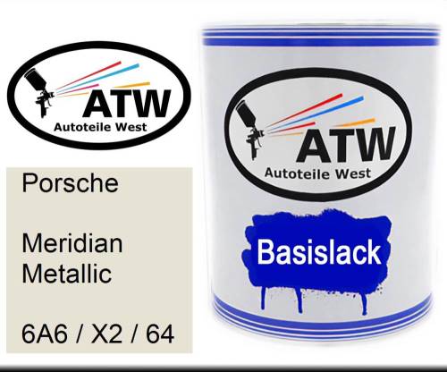 Porsche, Meridian Metallic, 6A6 / X2 / 64: 1L Lackdose, von ATW Autoteile West.